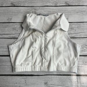 Adika White Collared Zip up Crop Top